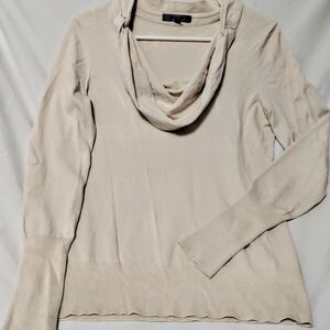 Classiques Entier Vintage Cream Cowl Neck Silk Cashmere Blend Knit Sweater